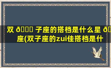 双 🐋 子座的搭档是什么星 🕸 座(双子座的zui
佳搭档是什么星座)